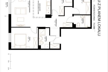 Rzut - Mieszkanie na sprzedaż 4 pokoje o powierzchni 74,09 m² - numer A2.1.112 w Altro A2/1