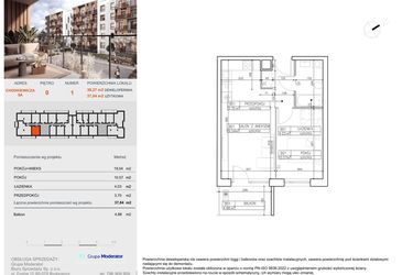 Rzut - Mieszkanie na sprzedaż 2 pokoje o powierzchni 37,84 m² - numer B1 w Symfonia - Chodkiewicza 9
