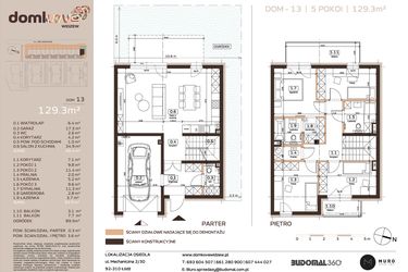 Rzut - Dom na sprzedaż 5 pokoi o powierzchni 129,3 m² - numer 13 w Domkove Widzew etap 2