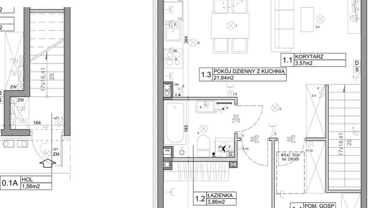 Rzut - Mieszkanie na sprzedaż 3 pokoje o powierzchni 58,82 m² - numer 40 w Manufaktura Marki 2 etap II