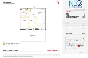 Rzut - Mieszkanie na sprzedaż 3 pokoje o powierzchni 57,46 m² - numer 42 w Neo Nova Ochota 2