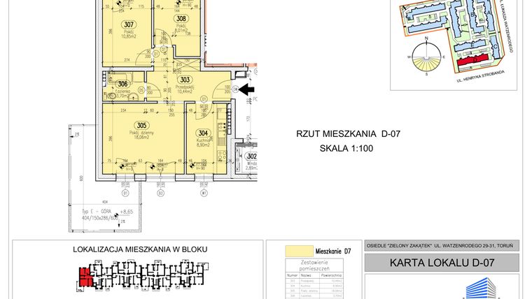 Rzut - Mieszkanie na sprzedaż 3 pokoje o powierzchni 60,11 m² - numer D-07 w Osiedle Zielony Zakątek - Jar