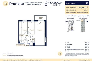 Rzut - Mieszkanie na sprzedaż 3 pokoje o powierzchni 60,58 m² - numer B3_2M05 w Kaskada Jasień - etap II