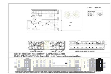 Rzut - Mieszkanie na sprzedaż 2 pokoje o powierzchni 38,51 m² - numer 2 w Kampinoskie Zacisze