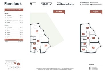Rzut - Mieszkanie na sprzedaż 5 pokoi o powierzchni 109,88 m² - numer F1 w Familook
