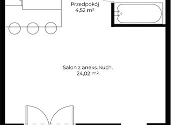 Rzut - Mieszkanie na sprzedaż 1 pokój o powierzchni 32,95 m² - numer B5.10 w Enklawa Bukowa II