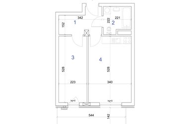 Rzut - Mieszkanie na sprzedaż 2 pokoje o powierzchni 39,92 m² - numer 6A.28 w Mierzeja Wiślana etap IV