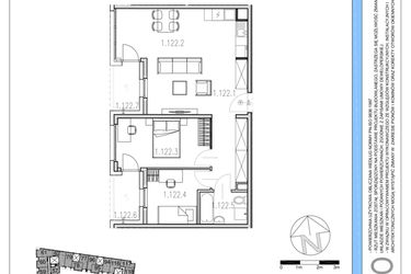 Rzut - Mieszkanie na sprzedaż 3 pokoje o powierzchni 60,53 m² - numer M122 w Osiedle Piltza etap X