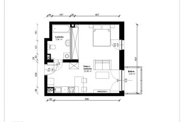Rzut - Mieszkanie na sprzedaż 1 pokój o powierzchni 39,37 m² - numer B.1.27.1a w ATRIUM