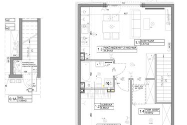 Rzut - Mieszkanie na sprzedaż 3 pokoje o powierzchni 58,82 m² - numer 36 w Manufaktura Marki 2 etap II