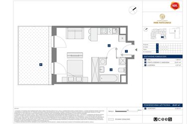 Rzut - Mieszkanie na sprzedaż 1 pokój o powierzchni 29,87 m² - numer H2 w Apartamenty Park Matecznego Etap 2.2