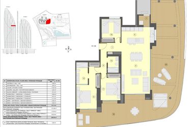 Rzut - Mieszkanie na sprzedaż 4 pokoje o powierzchni 121 m² - numer 3 w Sea Towers 3 Bedrooms