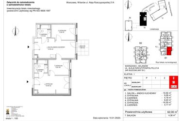 Rzut - Mieszkanie na sprzedaż 4 pokoje o powierzchni 62 m² - numer 21 w RZ21