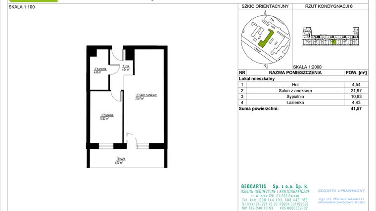 Rzut - Mieszkanie na sprzedaż 2 pokoje o powierzchni 41,57 m² - numer 28/70 w Symfonia Ptasia 28