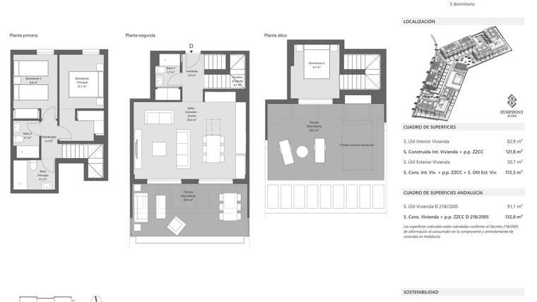 Rzut - Mieszkanie na sprzedaż 3 pokoje o powierzchni 109 m² - numer 3-2-2D w Symphony Suites
