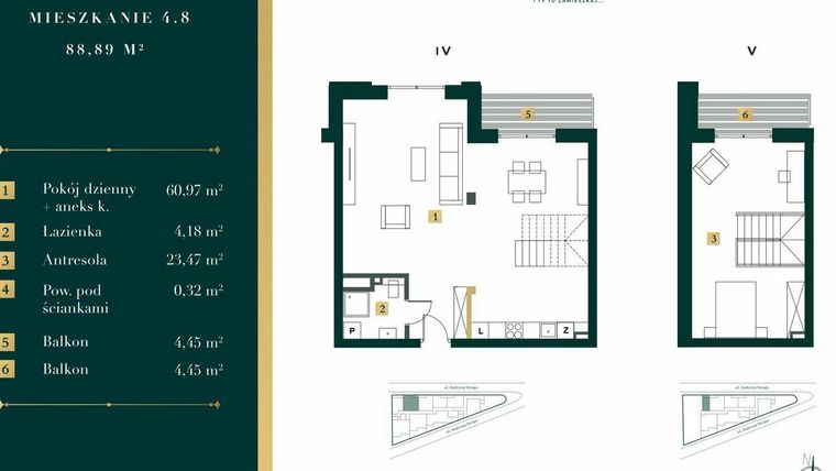 Rzut - Mieszkanie na sprzedaż 2 pokoje o powierzchni 87,08 m² - numer 4.8 w New Iron