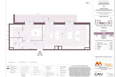Rzut - Mieszkanie na sprzedaż 2 pokoje o powierzchni 53,46 m² - numer A.03.01 w Apartamenty Józefińska