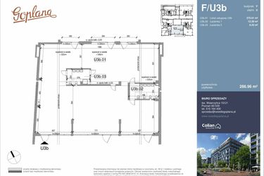 Rzut - Lokal użytkowy na sprzedaż 1 pokój o powierzchni 286,96 m² - numer F/U3b w Goplana budynek F