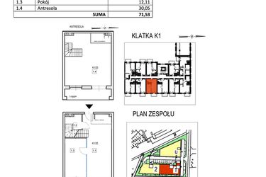 Rzut - Mieszkanie na sprzedaż 2 pokoje o powierzchni 71,53 m² - numer K1/25 w Przystań Królewiecka III