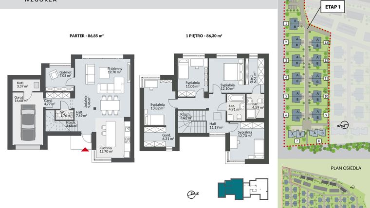 Rzut - Dom na sprzedaż 5 pokoi o powierzchni 173,15 m² - numer 7B w Malachitowe Wzgórza