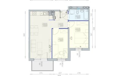 Rzut - Mieszkanie na sprzedaż 3 pokoje o powierzchni 51,95 m² - numer K1 2/8/2/3a w Południk 17 - budynek K1