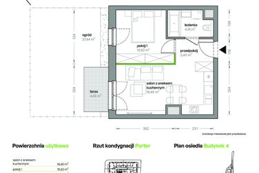 Rzut - Mieszkanie na sprzedaż 2 pokoje o powierzchni 35,53 m² - numer B4/A/07 w Ceglana Park