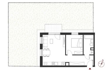Rzut - Mieszkanie na sprzedaż 2 pokoje o powierzchni 46,76 m² - numer B.0.3 w Apartamenty Symfonia
