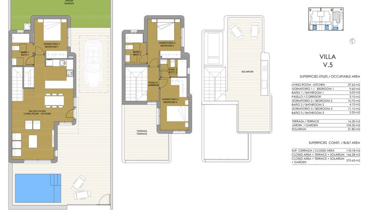 Rzut - Dom na sprzedaż 3 pokoje o powierzchni 270,63 m² - numer 1 w Dom w Pilar de la Horadada - 98188055