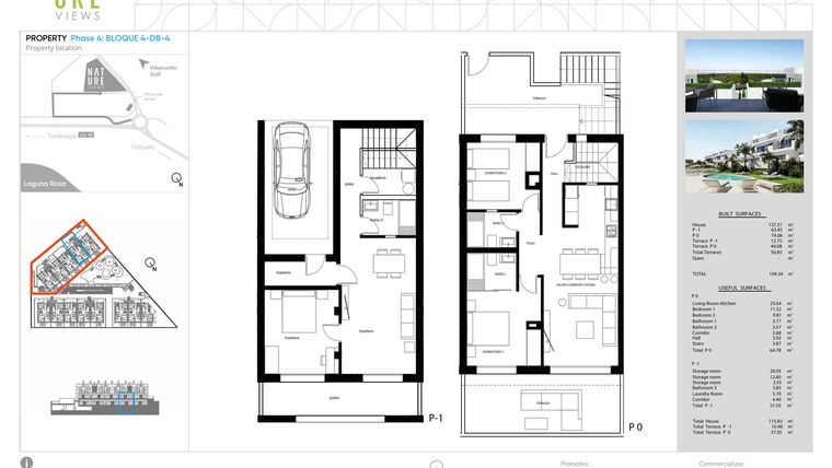 Rzut - Mieszkanie na sprzedaż 2 pokoje o powierzchni 74,06 m² - numer DB-4 w Nature Views - Torrevieja