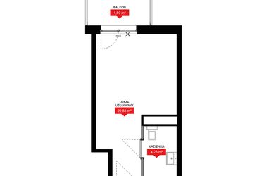 Rzut - Mieszkanie na sprzedaż 1 pokój o powierzchni 25,3 m² - numer A2 176LU w 29L - Apartamenty inwestycyjne