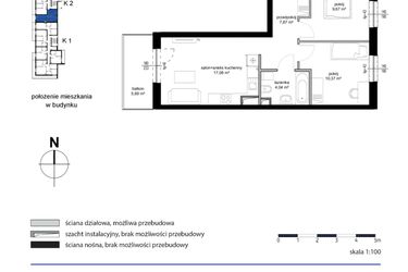 Rzut - Mieszkanie na sprzedaż 3 pokoje o powierzchni 49,01 m² - numer M36 w Kwarcowe Wzgórze