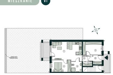 Rzut - Mieszkanie na sprzedaż 3 pokoje o powierzchni 60,22 m² - numer V1 w Aleja Wiśniowa Pogórze