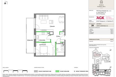Rzut - Mieszkanie na sprzedaż 2 pokoje o powierzchni 51,2 m² - numer NN-B-LM-28 w Nowa Nakielska by PHN