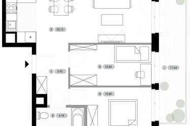 Rzut - Mieszkanie na sprzedaż 3 pokoje o powierzchni 54,69 m² - numer A.2.M3 w Nowe Radwanice