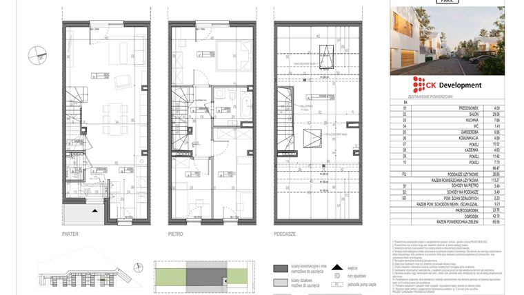 Rzut - Dom na sprzedaż 4 pokoje o powierzchni 113,27 m² - numer B.4 w Nova Wola Park