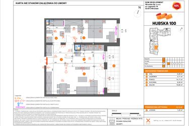 Rzut - Mieszkanie na sprzedaż 2 pokoje o powierzchni 53,13 m² - numer 33 w Hubska 100 etap 2