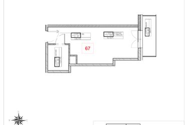 Rzut - Mieszkanie na sprzedaż 1 pokój o powierzchni 25,23 m² - numer A4.16 w Rezydencja Ogród Saski etap I i II