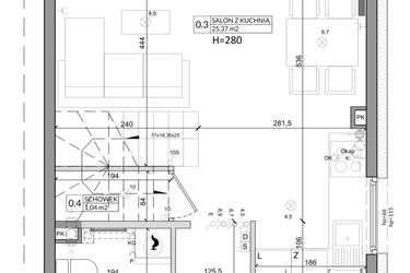 Rzut - Dom na sprzedaż 3 pokoje o powierzchni 76,58 m² - numer 33B w Zielono Mi etap V
