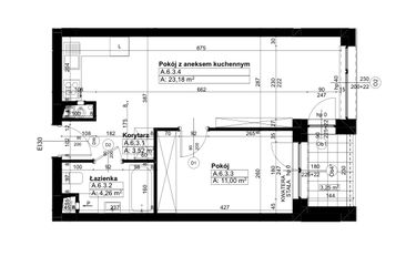 Rzut - Mieszkanie na sprzedaż 2 pokoje o powierzchni 41,96 m² - numer A/6/3 w Świerzawska 13