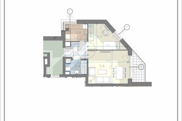 Rzut - Mieszkanie na sprzedaż 2 pokoje o powierzchni 40,9 m² - numer 33 w Residence Przewóz 41