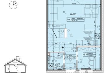 Rzut - Dom na sprzedaż 5 pokoi o powierzchni 72,7 m² - numer 26B w Osiedle Stokrotki etap 4 i 5