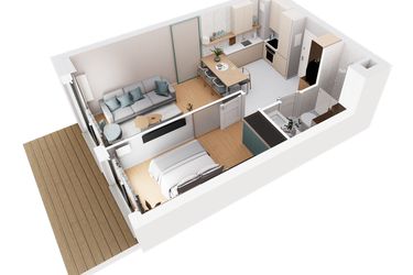 Rzut - Mieszkanie na sprzedaż 2 pokoje o powierzchni 42,87 m² - numer A.3.4 w Remedium