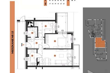 Rzut - Mieszkanie na sprzedaż 3 pokoje o powierzchni 58,68 m² - numer 15 w Buraczana 27