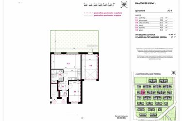 Rzut - Mieszkanie na sprzedaż 2 pokoje o powierzchni 62,4 m² - numer A13-1 w Aleja Kwitnącej Wiśni