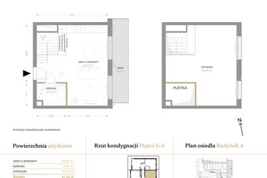Rzut - Mieszkanie na sprzedaż 1 pokój o powierzchni 57,34 m² - numer A/61 w Królowej Jadwigi