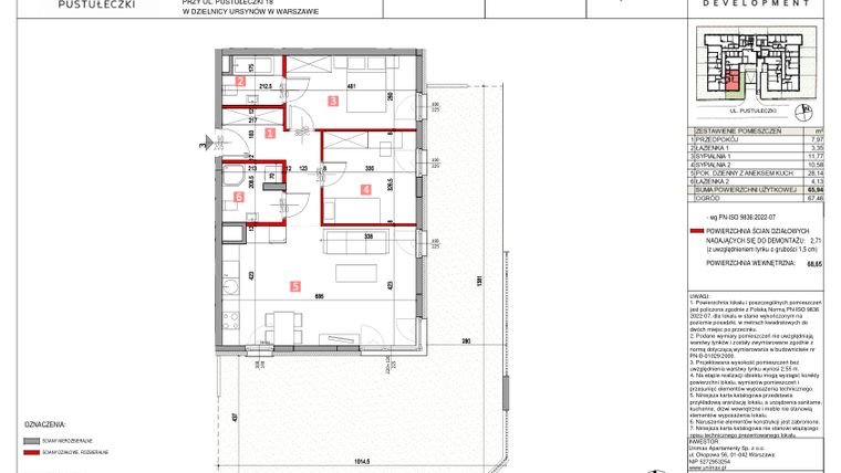 Rzut - Mieszkanie na sprzedaż 3 pokoje o powierzchni 65,94 m² - numer M3 w Apartamenty Pustułeczki