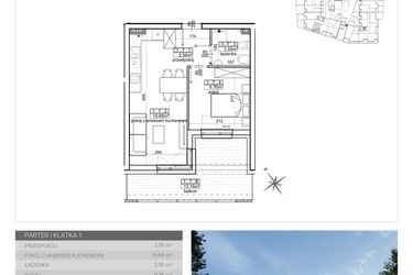 Rzut - Mieszkanie na sprzedaż 2 pokoje o powierzchni 35,55 m² - numer 5 w Wave etap II