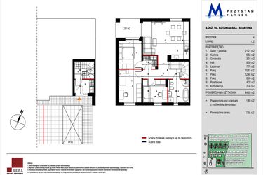 Rzut - Mieszkanie na sprzedaż 4 pokoje o powierzchni 84,85 m² - numer 4.2 w Przystań Młynek