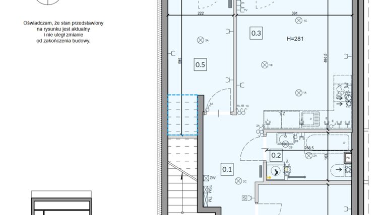 Rzut - Mieszkanie na sprzedaż 3 pokoje o powierzchni 49,7 m² - numer 57 w Boska Ksawerowska IV
