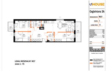 Rzut - Mieszkanie na sprzedaż 4 pokoje o powierzchni 90,12 m² - numer 37 w Osiedle StaLove etap II